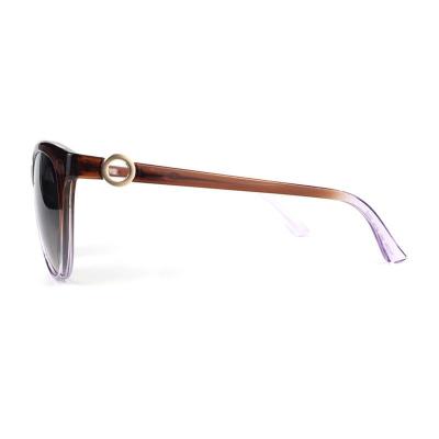 P10690 gradient amber-brown to clear/lavender cat eye pc/tr90 sunglasses