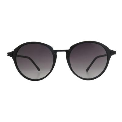 H10464 matte black round mixed-material sunglasses