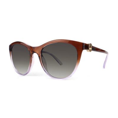 P10690 gradient amber-brown to clear/lavender cat eye pc/tr90 sunglasses