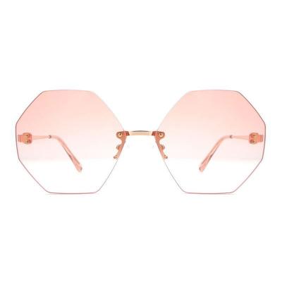 M10946 rose gold geometric metal sunglasses