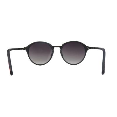 H10464 matte black round mixed-material sunglasses