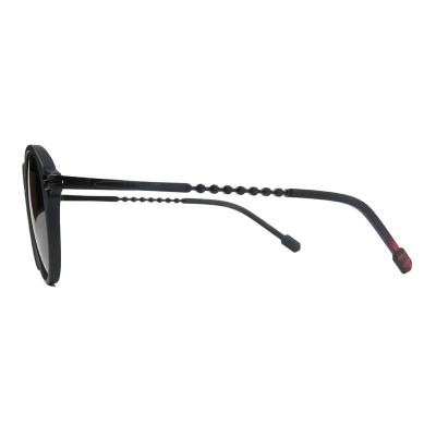 H10464 matte black round mixed-material sunglasses