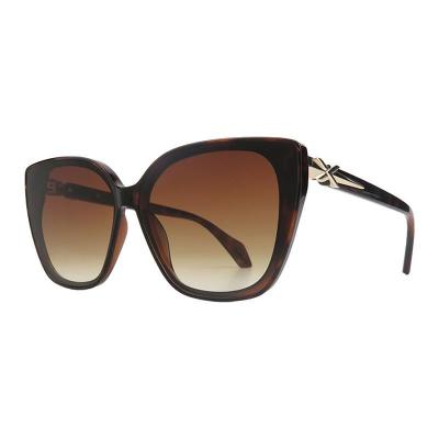 H10463 tortoiseshell (dark brown / amber marbled) butterfly mixed-material sunglasses