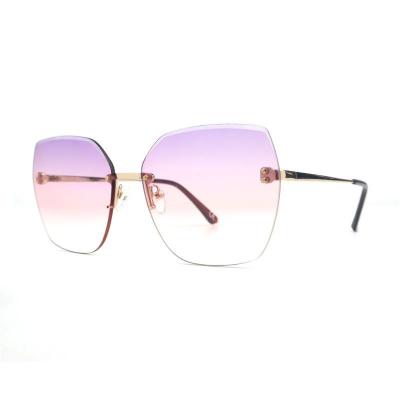 M10943 rose gold geometric metal sunglasses