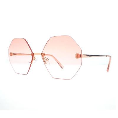 M10946 rose gold geometric metal sunglasses