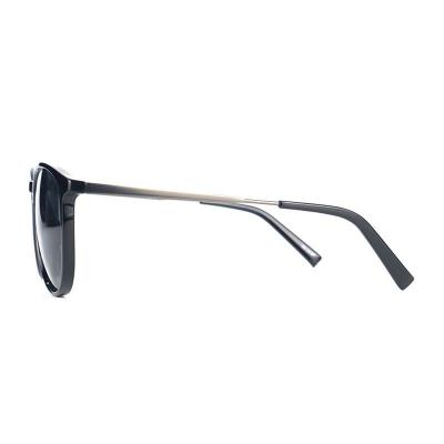 H85115 black round mixed-material sunglasses