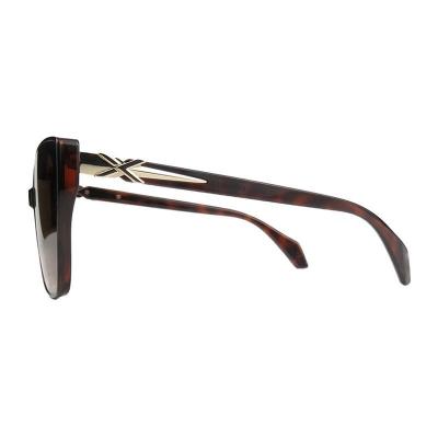 H10463 tortoiseshell (dark brown / amber marbled) butterfly mixed-material sunglasses