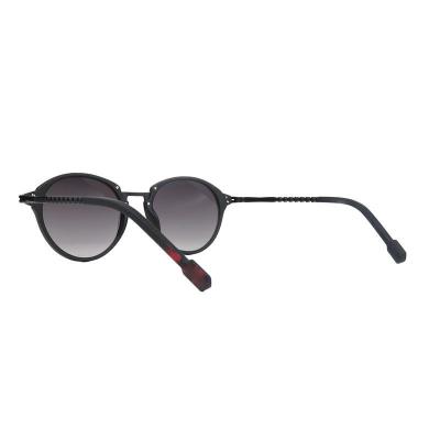 H10464 matte black round mixed-material sunglasses