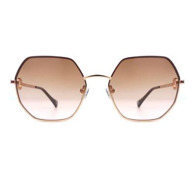 M10941 rose gold geometric metal sunglasses