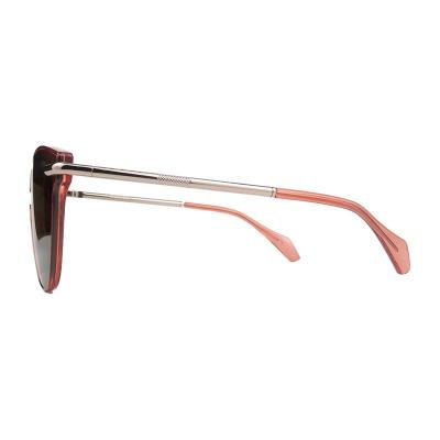 H10461 translucent reddish-brown / rose-copper round mixed-material sunglasses