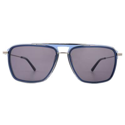 M10954 blue with silver metal accents aviator metal sunglasses