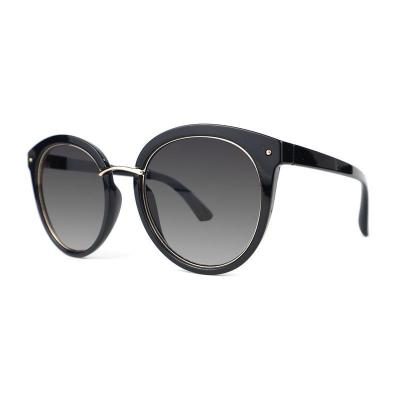 P10695 black round pc/tr90 sunglasses