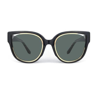 P10694 black with gold trim cat eye pc/tr90 sunglasses