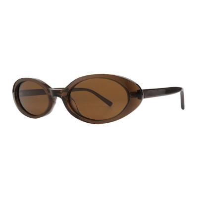 A11093 crystal brown oval acetate sunglasses