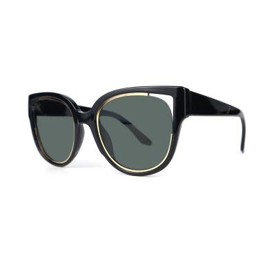 P10694 black with gold trim cat eye pc/tr90 sunglasses