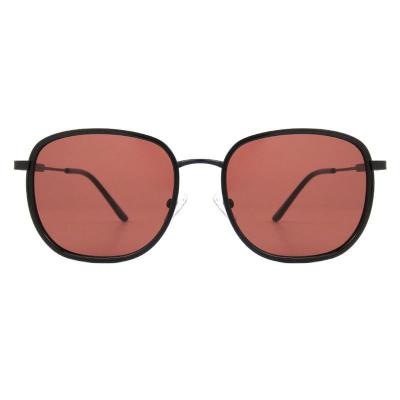 M10968 black round metal sunglasses