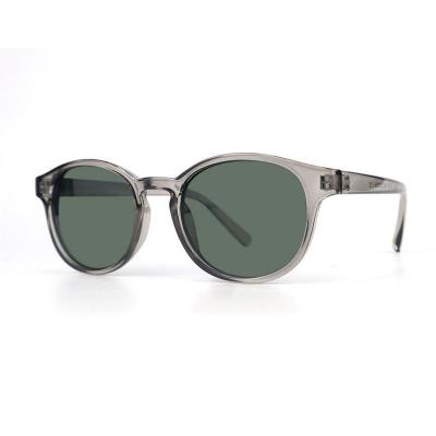 P10716 smoke gray / transparent gray round pc/tr90 sunglasses
