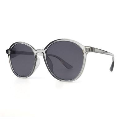 P10718 translucent gray / smoke crystal round pc/tr90 sunglasses