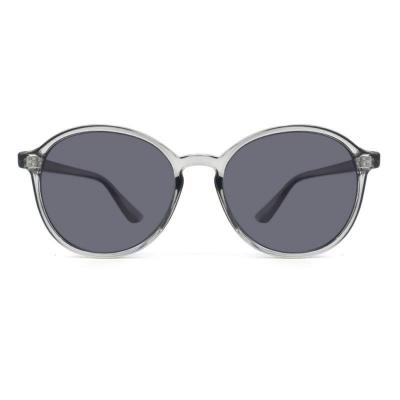 P10718 translucent gray / smoke crystal round pc/tr90 sunglasses