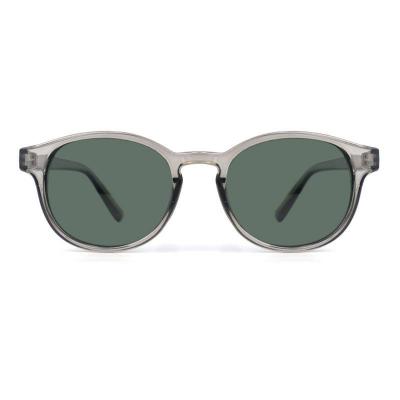 P10716 smoke gray / transparent gray round pc/tr90 sunglasses