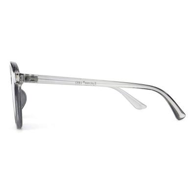 P10718 translucent gray / smoke crystal round pc/tr90 sunglasses