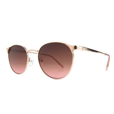 M11012 rose gold round metal sunglasses
