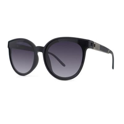 P10767 black round pc/tr90 sunglasses