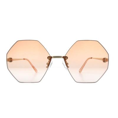 M11011 gold geometric metal sunglasses