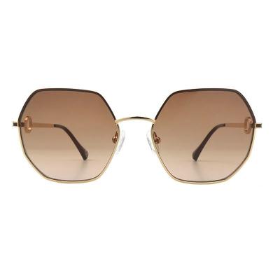 M11007 gold geometric metal sunglasses