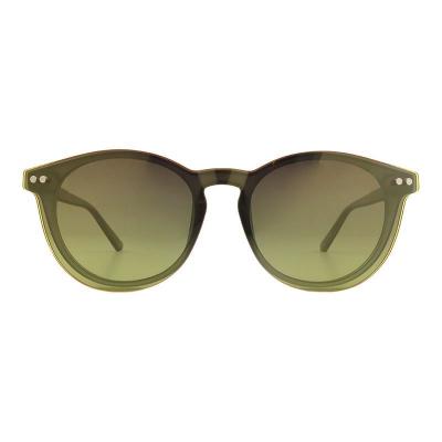 M11026 olive green tortoiseshell round metal sunglasses