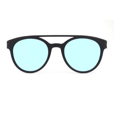 P10763 black round pc/tr90 sunglasses