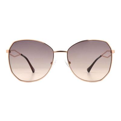 M11024 rose gold geometric metal sunglasses