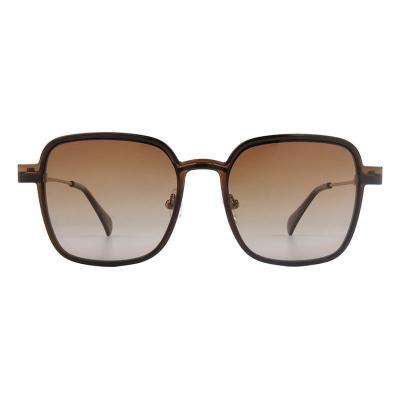 M11039 dark brown square metal sunglasses