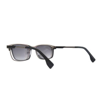 M11045 black with silver/gunmetal accents square metal sunglasses