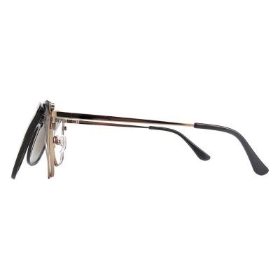 M11032 black cat eye metal sunglasses