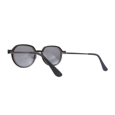 M11037 matte black geometric metal sunglasses