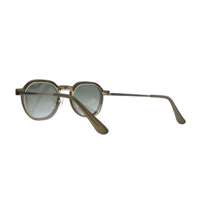 M11043 olive green round metal sunglasses
