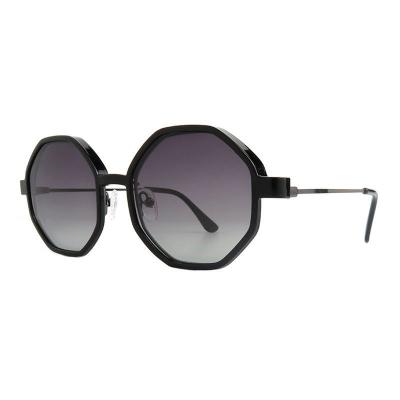 M11042 black geometric metal sunglasses