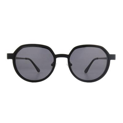 M11037 matte black geometric metal sunglasses