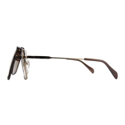 M11039 dark brown square metal sunglasses