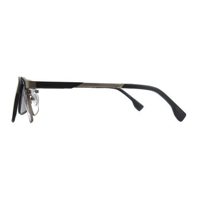 M11045 black with silver/gunmetal accents square metal sunglasses