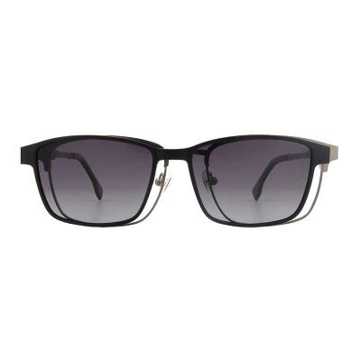 M11045 black with silver/gunmetal accents square metal sunglasses