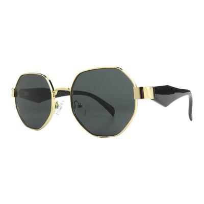 M11055 gold geometric metal sunglasses