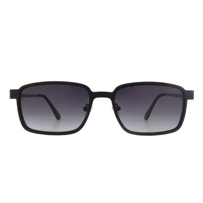 M11038 matte black square metal sunglasses