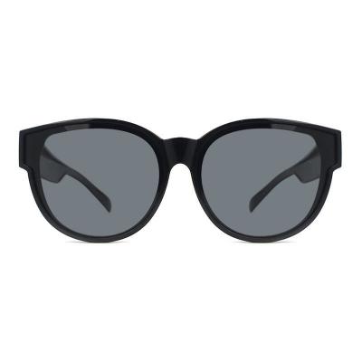 P10777 black round pc/tr90 sunglasses