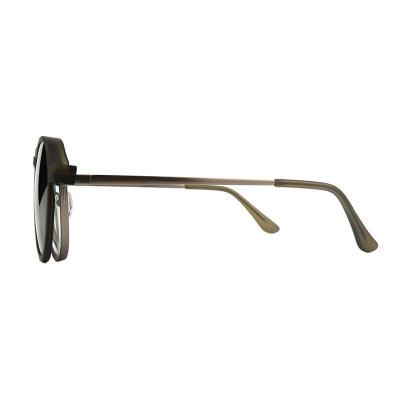 M11043 olive green round metal sunglasses