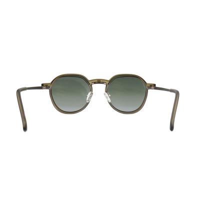 M11043 olive green round metal sunglasses
