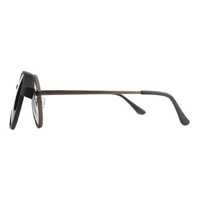 M11037 matte black geometric metal sunglasses