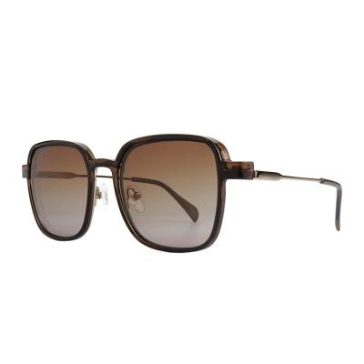 M11039 dark brown square metal sunglasses