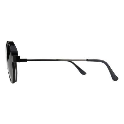 M11042 black geometric metal sunglasses